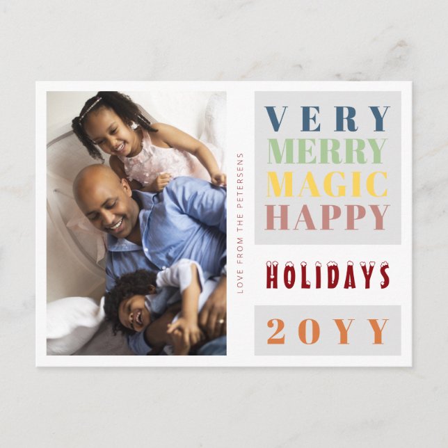 Very Merry Christmas holidays big typography Holiday Postcard (Front)