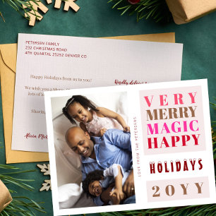 Very Merry Christmas holidays big typography Holiday Postcard