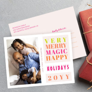 Very Merry Christmas holidays big typography Holiday Postcard