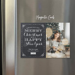 Very Merry Christmas Magnetic Photo Card<br><div class="desc">Affordable custom magnetic Christmas photo cards with simple templates for customisation. This chic design features stylish typography on a faux chalkboard background with your custom photo. The text reads "Wishing you a very Merry Christmas and a Happy New Year". Personalise it with your photos, family name, the year or other...</div>