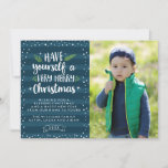 Very Merry Christmas | Navy Stripes Photo Card<br><div class="desc">Show your Christmas spirit with a stylish navy "Very Merry Christmas" photo card. The festive holiday photo card features a navy striped background,  snow border,  fun typography,  year and photo placeholder. Change the font style,  card shape,  and more to create a one of a kind Christmas card.</div>