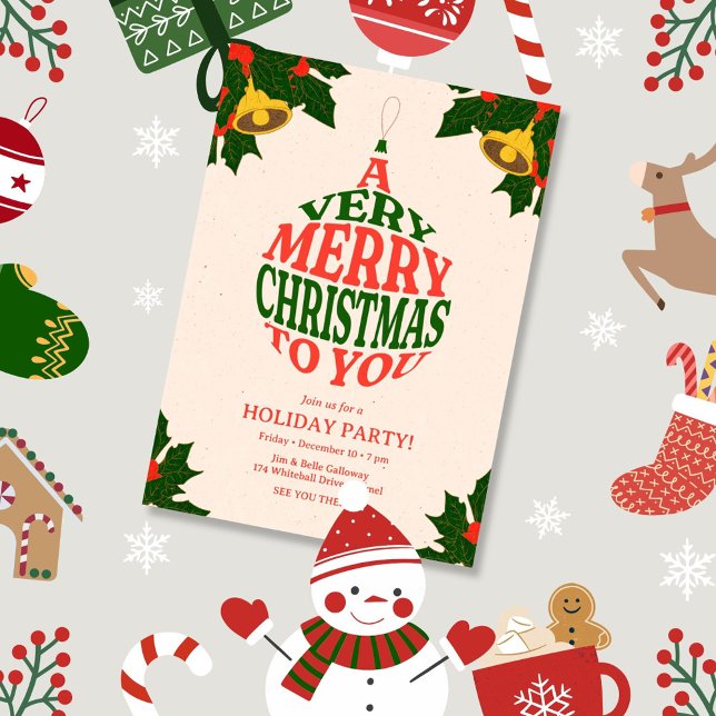 Very  Merry Christmas Ornament Party Invitation (Creator Uploaded)