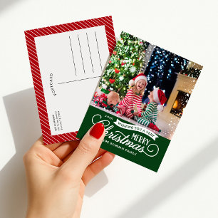 Very Merry Christmas Script Photo Holiday Postcard