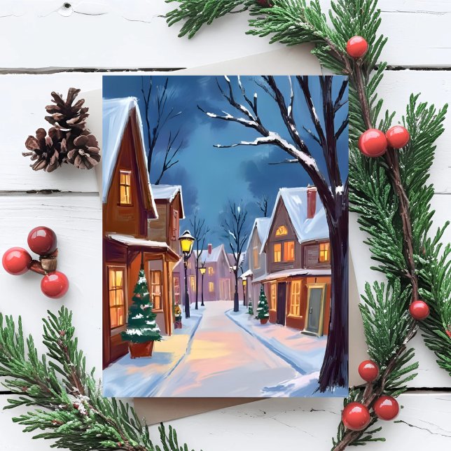 Very Merry Christmas Town Holiday Postcard (Creator Uploaded)