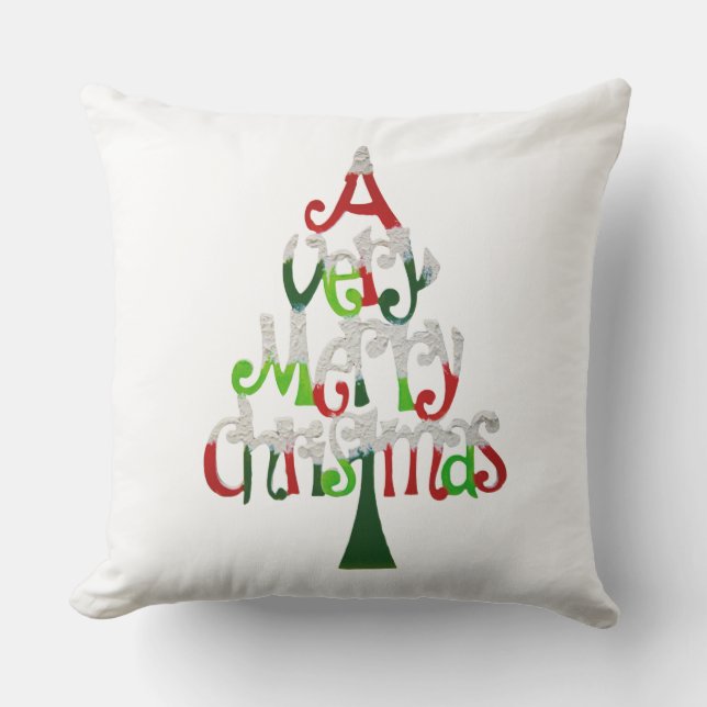 Very Merry Christmas Tree Cushion (Front)