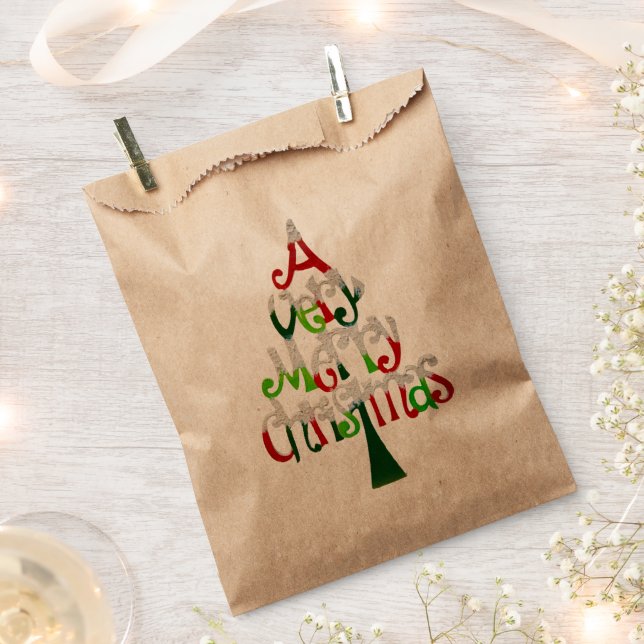 Very Merry Christmas Tree Favour Bag (Clipped)