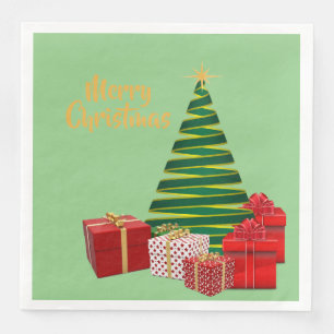 Very Merry Christmas - Tree with Gifts on a Napkin
