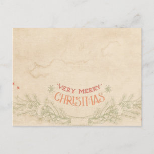 Very Merry Christmas Vintage Old Postcard