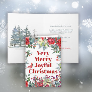 Very Merry Christmas winter watercolor holiday Card