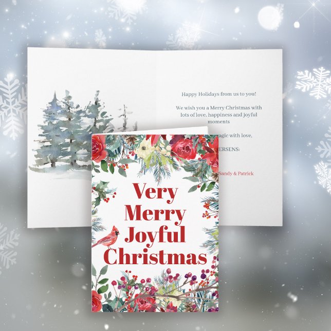 Very Merry Christmas winter watercolor holiday Card (Creator Uploaded)