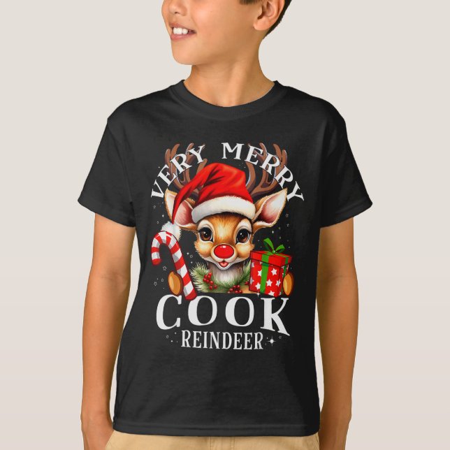 Very Merry Cook Reindeer Matching Christmas  T-Shirt (Front)