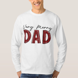 Very Merry Dad Red Buffalo Plaid Family Christmas  T-Shirt
