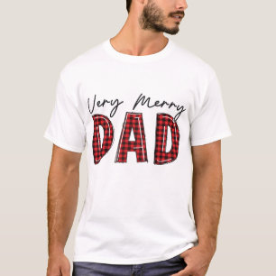 Very Merry Dad Red Buffalo Plaid Family Christmas T-Shirt