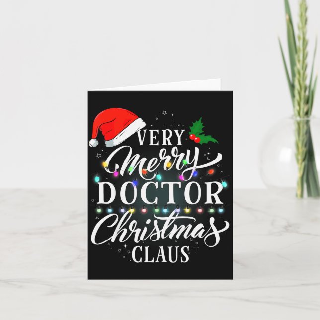 Very Merry Doctor Christmas Claus Pajamas  Card (Front)