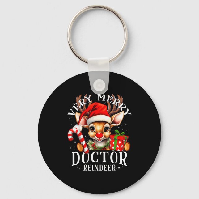 Very Merry Doctor Reindeer Matching Christmas  Key Ring (Front)