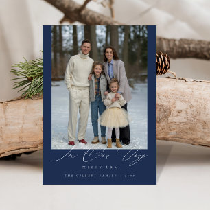 Very Merry Era Classic Family Photo Christmas Navy Holiday Card