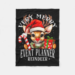 Very Merry Event Planner Reindeer Matching Christm Fleece Blanket