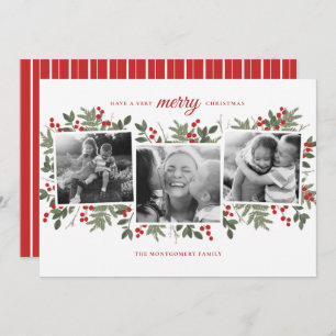 Very Merry Evergreen Christmas Photo card