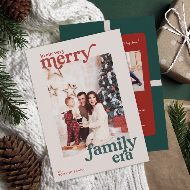 Very Merry Family Era Retro Photo Holiday Card (Creator Uploaded)