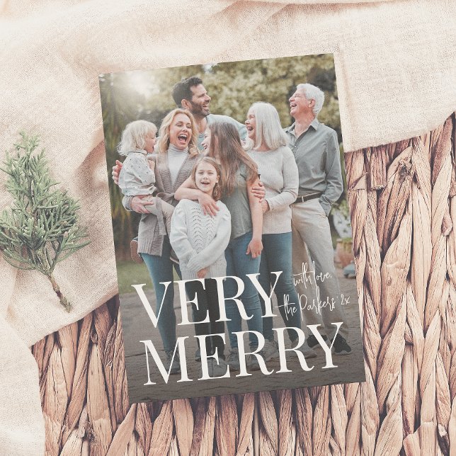 Very Merry Family Photo Modern Christmas Holiday Card (Creator Uploaded)