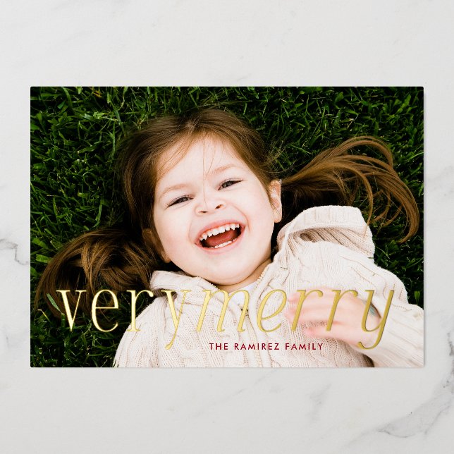 Very Merry Foil Holiday Card (Front)