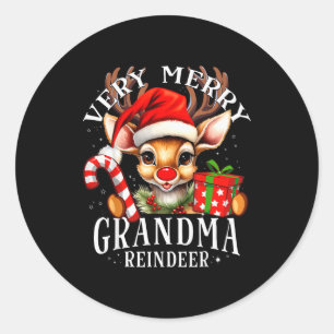 Very Merry Grandma Reindeer Matching Christmas  Classic Round Sticker