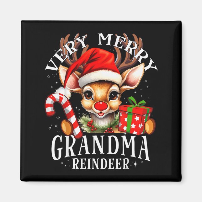 Very Merry Grandma Reindeer Matching Christmas  Magnet (Front)