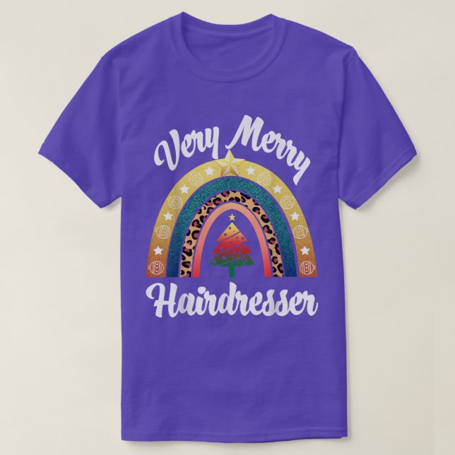 Very Merry Hairdresser Rainbow Funny Women Profess T-Shirt (Design Front)