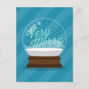 VERY MERRY   Holiday Snow Globe Postcard