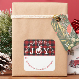 Very Merry Plaid Joy To From Gift Tag