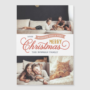 Very Merry Script Magnetic Holiday Photo Card