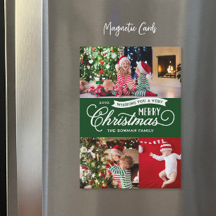 Very Merry Script Magnetic Holiday Photo Card