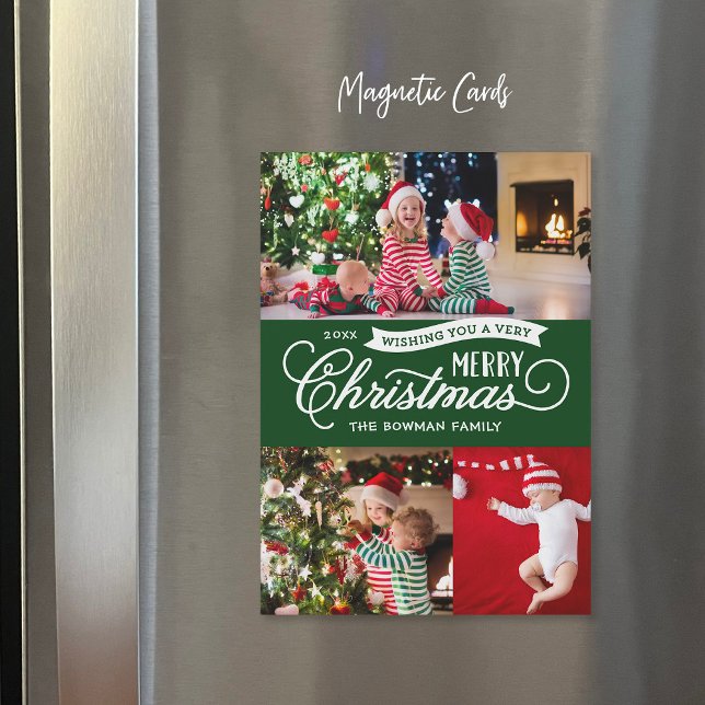 Very Merry Script Magnetic Holiday Photo Card (Creator Uploaded)