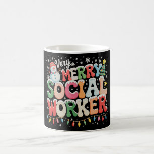 Very Merry Social Worker Xmas Christmas Holiday Coffee Mug