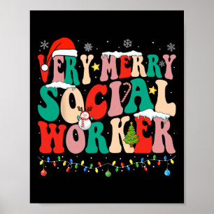 Very Merry Social Worker Xmas Cool Christmas Socia Poster