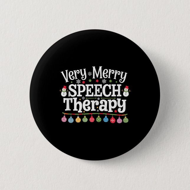 Very Merry Speech Therapy Christmas Speech Therapi 6 Cm Round Badge (Front)