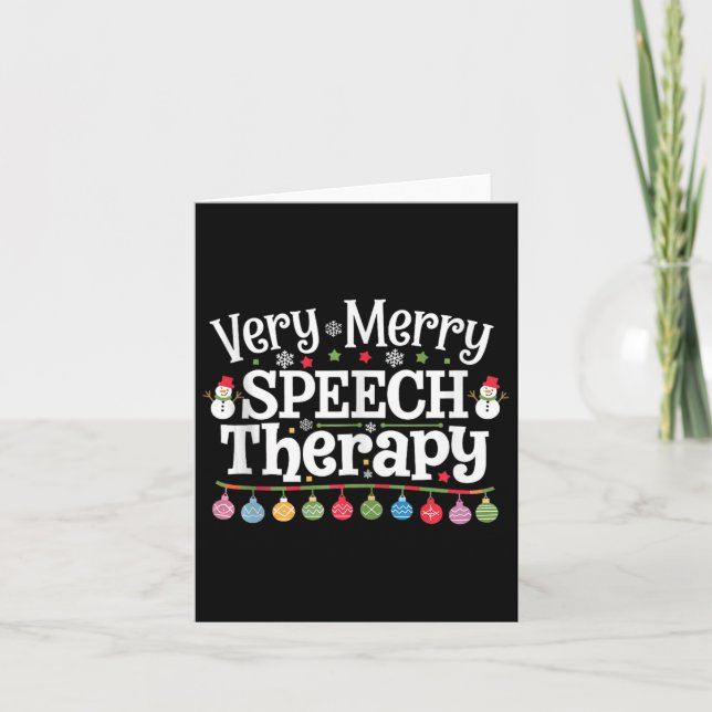 Very Merry Speech Therapy Christmas Speech Therapi Card (Front)