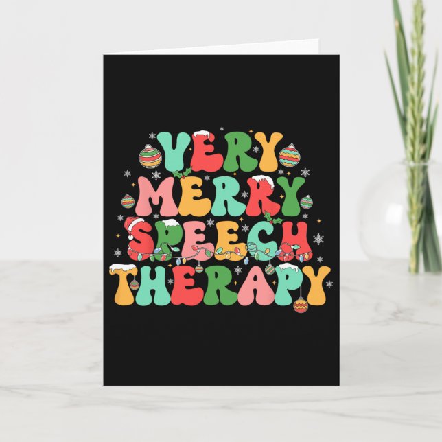 Very Merry Speech Therapy Christmas Speech Therapi Card (Front)