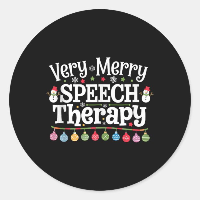 Very Merry Speech Therapy Christmas Speech Therapi Classic Round Sticker (Front)
