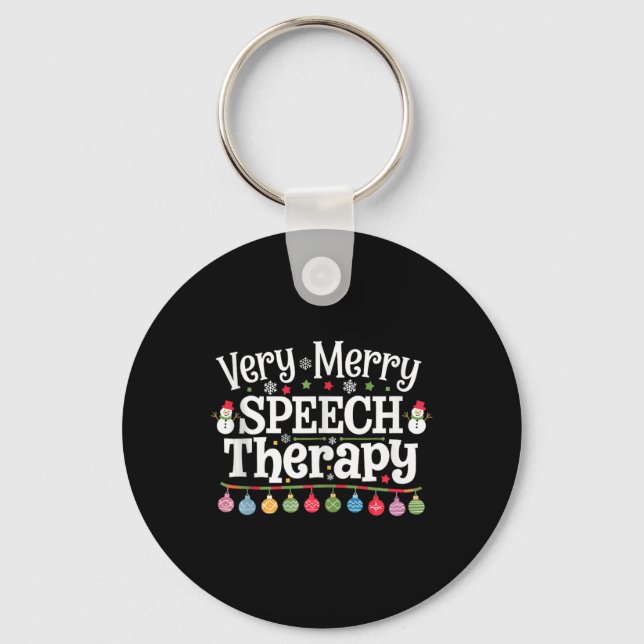 Very Merry Speech Therapy Christmas Speech Therapi Key Ring (Front)