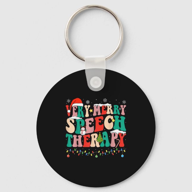 Very Merry Speech Therapy Christmas Speech Therast Key Ring (Front)
