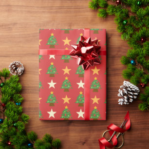 Very Merry Starlight Christmas Tree Pattern Wrapping Paper