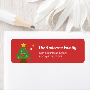 Very Merry Starlight Christmas Tree Return Address Label