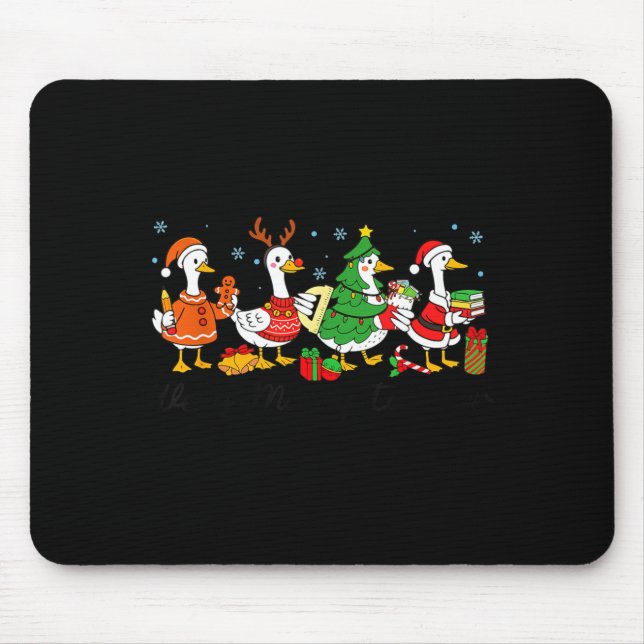 Very Merry Teacher Christmas Funny Goose Silly Hol Mouse Pad (Front)
