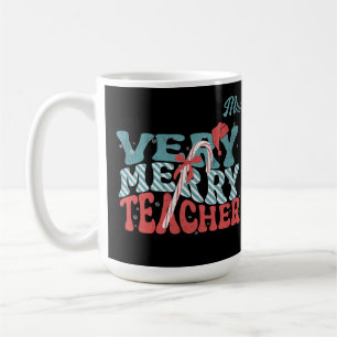 Very Merry Teacher Christmas Retro Coffee Mug