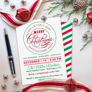 Very Merry White Elephant Christmas Party Invitation