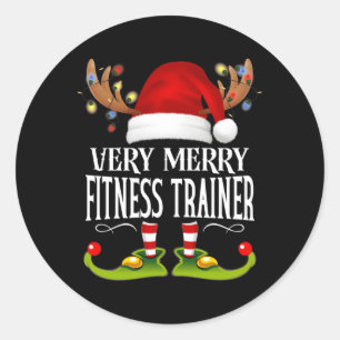 Very Merry X-Mas Fitness Trainer Classic Round Sticker
