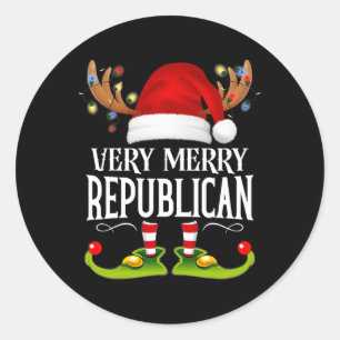Very Merry X-mas Republican Matching Christmas Classic Round Sticker