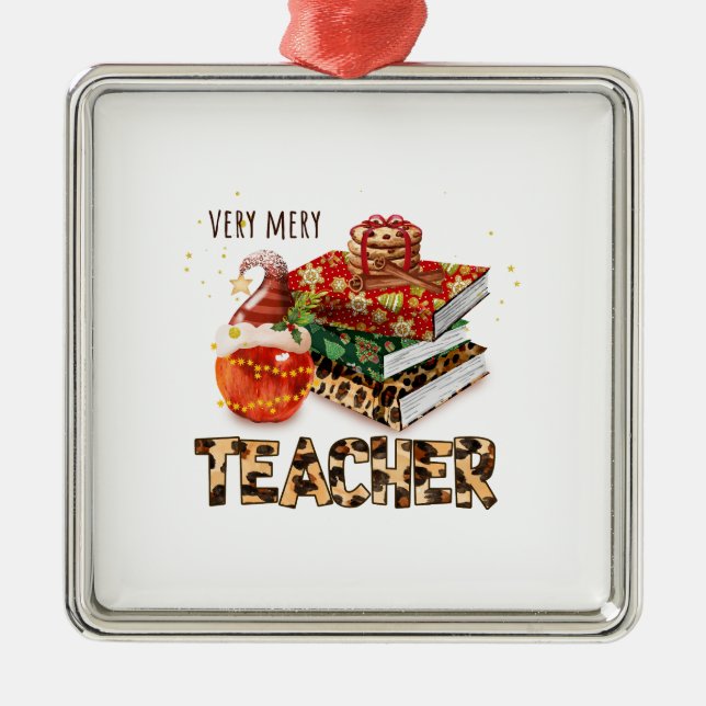Very Mery Teacher Metal Ornament (Front)