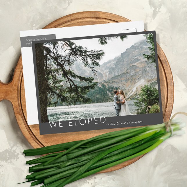 Very Modern Elopement Photo Announcement Postcard (Creator Uploaded)